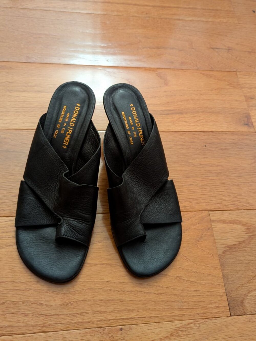 Donald J Pliner Black Napa Leather Sandal Heels Size 7.5 MADE IN ITALY - Picture 3 of 11